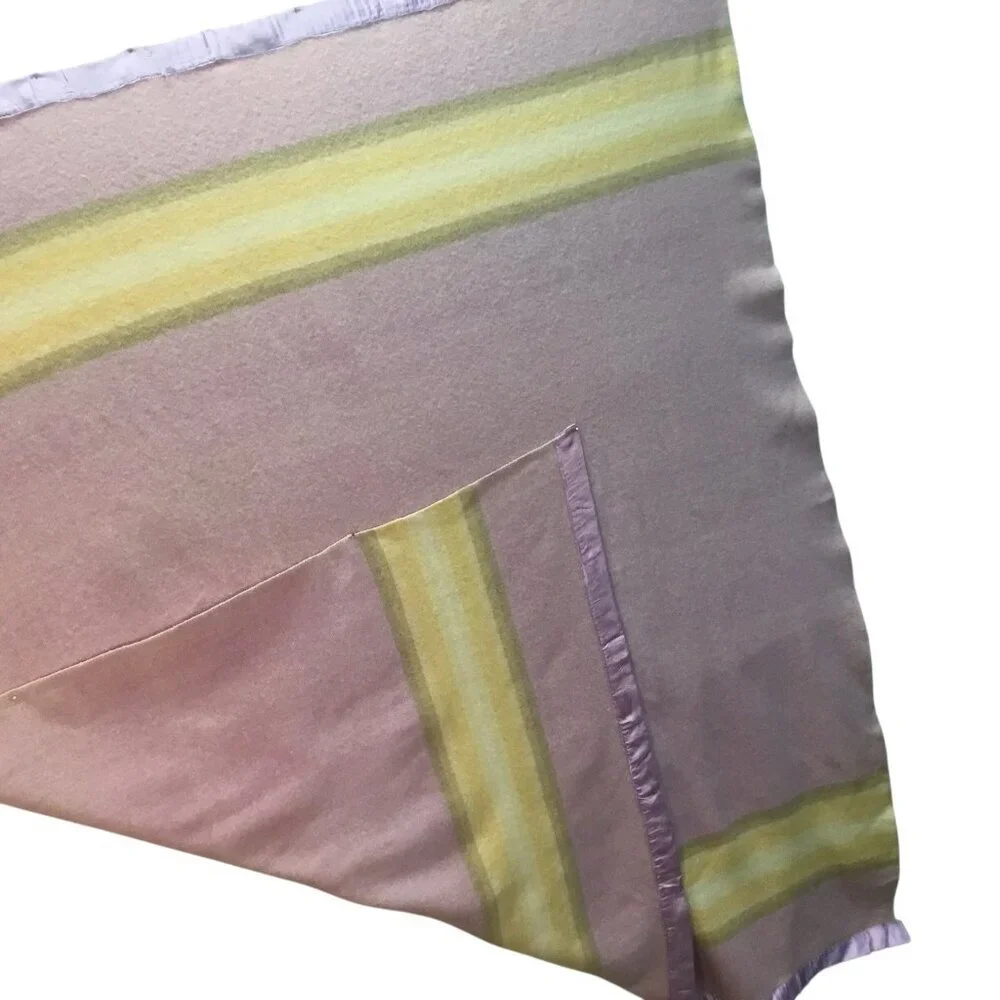 Olympiad Blanket Pendleton 1932 Olympics Stripe Satin 100% Virgin Wool Lilac LA